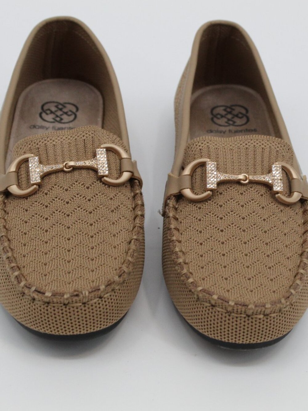 Daisy Fuentes Beige Woven Loafers NWOT Sz‎ 8.5 Comfort Bling Sparkle Mocasin